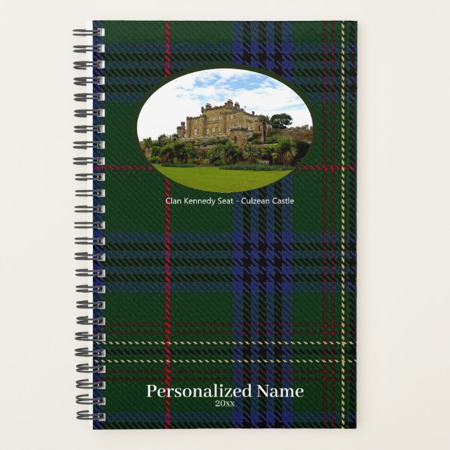Agenda Tartan personalizado do Clã Escocês Kennedy e Cast (Frente)
