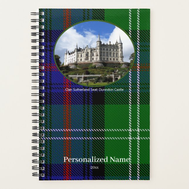 Agenda Tartan Personalizado do Clã Escocês Sutherland (Frente)