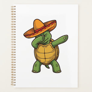Agenda Tartaruga Dabbing Sombrero Design Vetorial Vintage