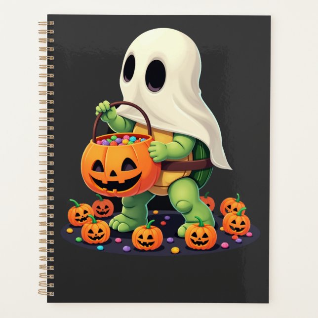 Agenda Tartaruga Fantasma de Halloween Fofa com Doce (2) (Frente)