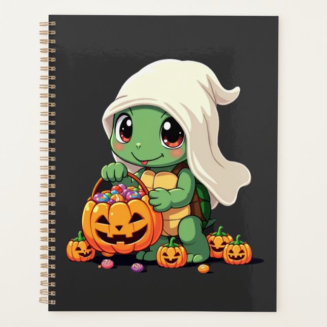 Agenda Tartaruga Fantasma de Halloween Fofa com Doce (3) (Frente)