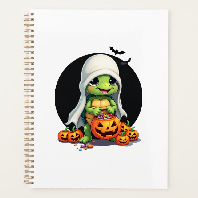 Agenda Tartaruga Fantasma de Halloween Fofa com Doce (7) (Frente)