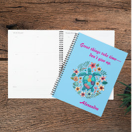 Agenda Tartaruga Marinha Floral Boho Escola Escritório co