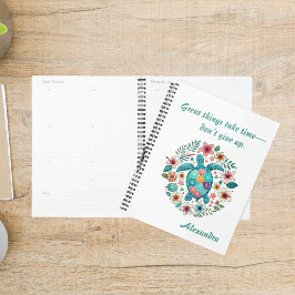 Agenda Tartaruga Marinha Floral Boho Escola Escritório co