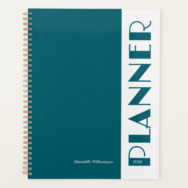 Agenda Teal Blue Vintage Retro Stripe Personalized (Frente)