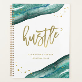 Agenda Teal de Aquarela e Geodo Dourado | Hustle