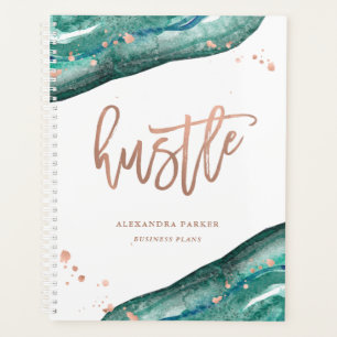 Agenda Teal de Aquarela e Rosa de Névoa Hustle