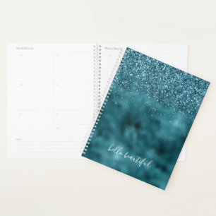 Agenda Teal Glitter Glitz sparkle glam personalizado aspa
