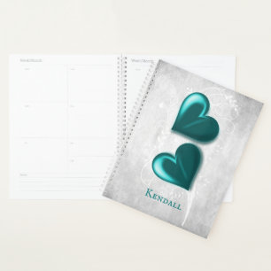Agenda Teal Hearts Personalised Planner