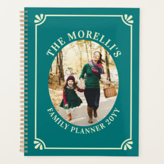 Agenda Teal & Pale Yellow Oval Photo Family
