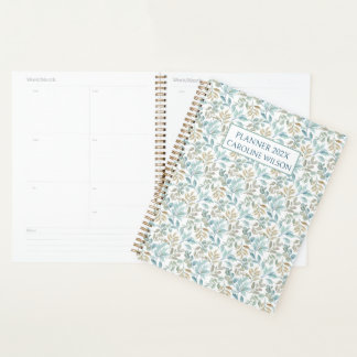 Agenda Teal Watercolor Na moda não datado Azul