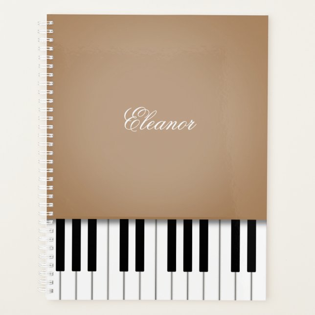 Agenda Teclado de Música Piano Marrom Latte CustomIzed (Frente)