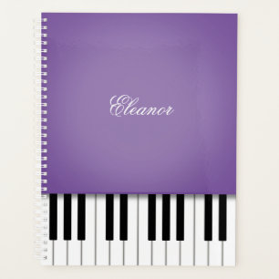 Agenda Teclado de Música Piano Roxo PersonalizadoIzed