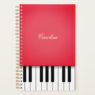 Agenda Teclado de Piano Vermelho Cherry Música Personaliz