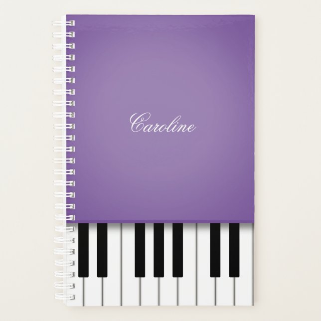 Agenda Teclado Piano Roxo Música Personalizada (Frente)