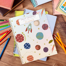 Agenda Tema de Astronomia Colorido e Fofo com Nome Person