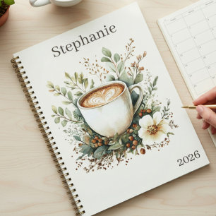 Agenda Tema de Café Floral Personalizado