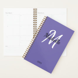 Agenda Tendência Na moda Roxo Nome do Monograma + Inicial