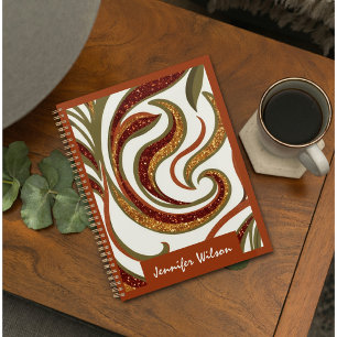 Agenda Tendy abstrato glitter terracotta - script verde