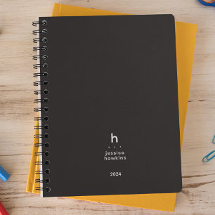 Agenda Tendy Black Noir Modern Monograma Semanal