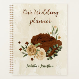 Agenda terra cota tom floral casamento