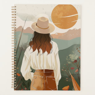 Agenda Terracotta Sage Boho Deserto Vale Pôr do Sol