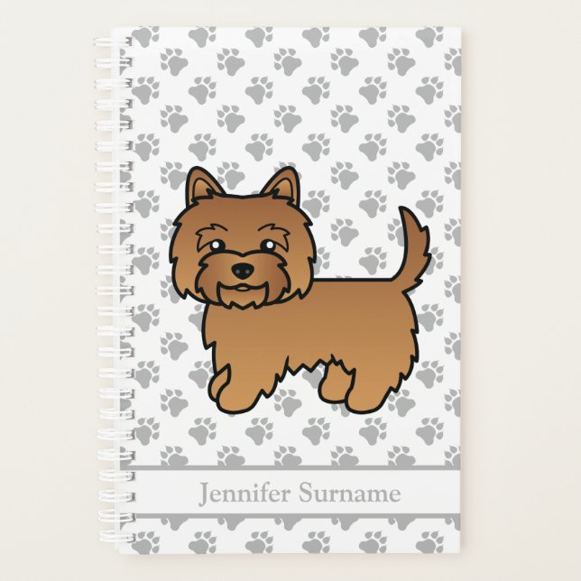 Agenda Terrier Cairn Vermelho Cachorro de Desenho Animado (Frente)