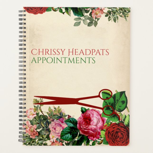 Agenda Tesoura com estilo cabelo rosa compromisso salão (Frente)