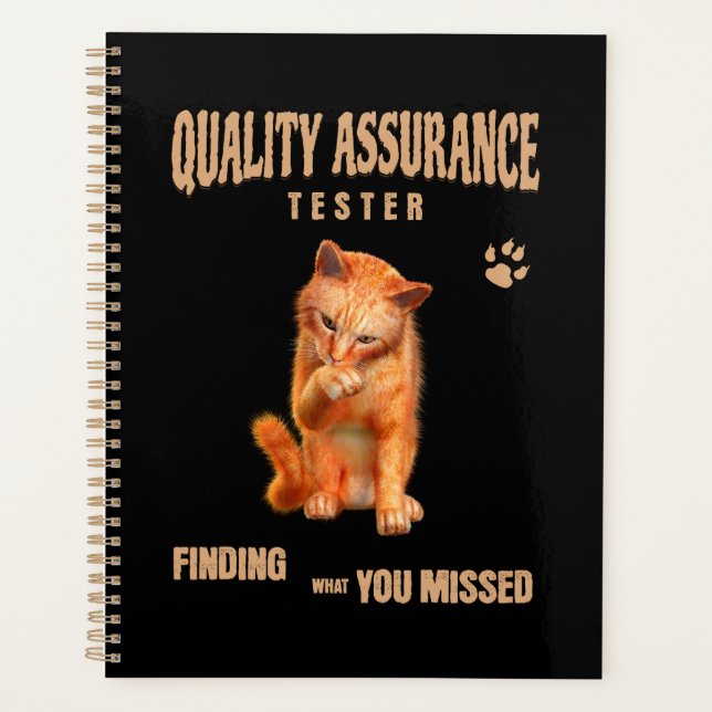 Agenda Testador de QA Humor de Gato (Frente)