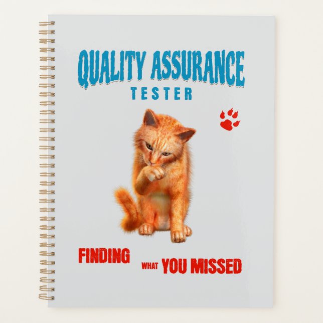 Agenda Testador de QA Humor de Gato (Frente)