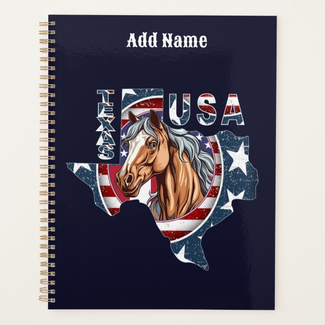 Agenda Texas State Outline USA Horse (Frente)