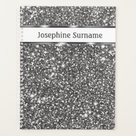 Agenda Texto de Folha Silver Glitter visual e texto perso