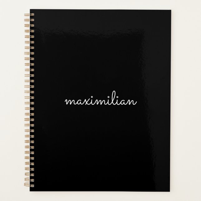 Agenda Texto do nome de script personalizado preto simple (Frente)