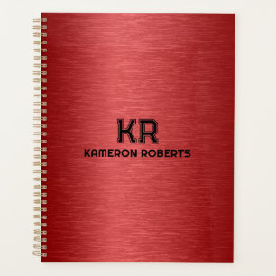 Agenda Texto Metálico Vermelho Texto Preto Personalizado