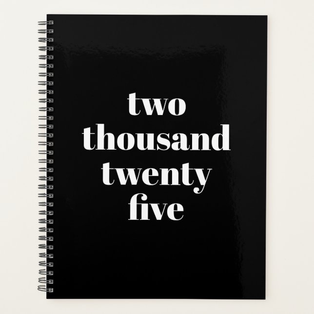 Agenda Texto personalizado branco preto da tipografia mod (Frente)