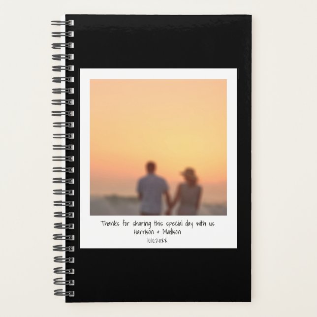 Agenda Texto personalizado de foto instantânea preto mode (Frente)