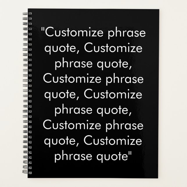 Agenda Texto personalizado preto minimalista, citando o m (Frente)