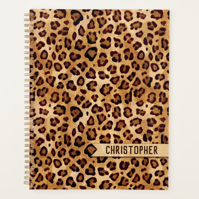 Agenda Texto Russo Leopard Imprimir Nome (Frente)