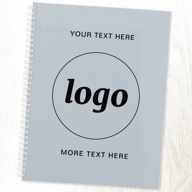 Agenda Texto Simples de Logotipo Azul Pó (Pastel dusty powder blue logo with custom text business promotional planner)