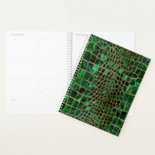 Agenda Textura crocodilo falsa Malaquite e ouro