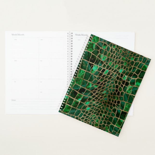 Agenda Textura crocodilo falsa Malaquite e ouro (Exibição)