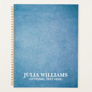 Agenda Textura de couro azul personalizada