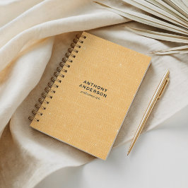 Agenda Textura de Linho Dourado com Brilho Branco Sutil