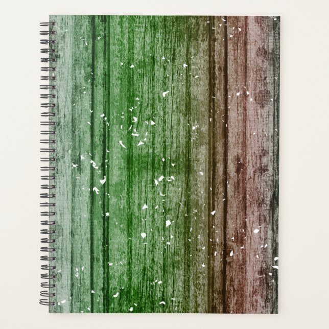 Agenda Textura de madeira verde-russa de Natal (Frente)