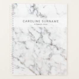 Agenda Textura de mármore branco falso e texto personaliz