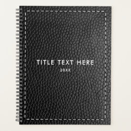 Agenda Textura e legenda de couro preto