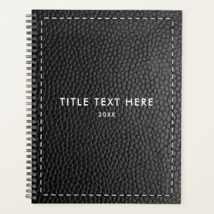 Agenda Textura e legenda de couro preto