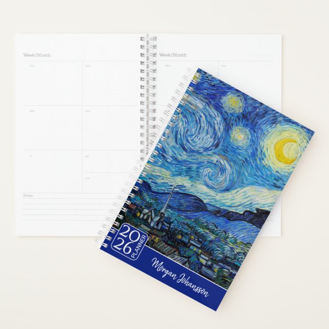 Agenda The Starry Night by Van Gogh | Custom Text  (Exibição)