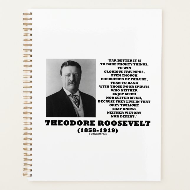 Agenda Theodore Roosevelt Atreve-se a citar coisas podero (Frente)