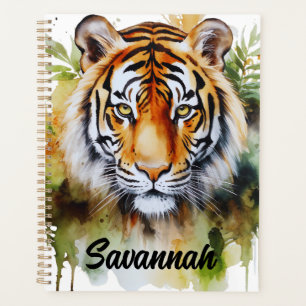 Agenda Tiger Pastel Flowers Safari Watercolor Savannah